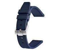 ULLCHRO FKM Rubber Watch Strap 20mm 22mm Quick Release Fluororubber Band with Silver Buckle Soft Breathable Durable Rubber Sport Strap for Men Women Waterproof Silicone Replacement (19mm, Navy Blue)