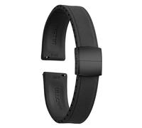 ULLCHRO FKM Rubber Watch Strap 20mm, Quick Release Watch Band 22mm for Men Women, Waterproof Soft Premium Fluororubber Cut to Size 18mm 19mm 21mm 23mm 24mm Deployment Clasp (18mm, Black)