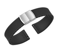 ULLCHRO Fluorine Rubber Watch Strap Cut to Size FKM Fluorinated Rubber Replacement Strap for Men Women Quick Release Strap with Stainless Silver Buckle 18mm 19mm 20mm 21mm 22mm, Black/White, 22mm
