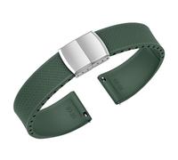 ULLCHRO Fluorine Rubber Watch Strap Cut to Size FKM Fluorinated Rubber Replacement Strap for Men Women Quick Release Strap with Stainless Silver Buckle 18mm 19mm 20mm 21mm 22mm, dark green, 18mm