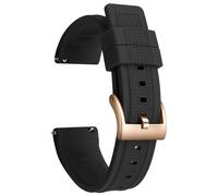 ULLCHRO Liquid Silicone Watch Straps 20mm 22mm Quick Release Soft Silicone Replacement Sports Bands with Stainless Steel Buckle, Black02, 20mm