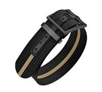 ULLCHRO Nylon Watch Strap 20mm 22mm Nylon Watch Band Replacement Single Pass Nato Strap Breathable Military Watch Bands for Men Soft Elastic Watch Straps with Black Buckle (20mm, Black & Beige)