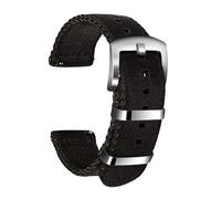 ULLCHRO Nylon Watch Strap Replacement Canvas Watch Band Military Army Men Women - 18mm, 20mm, 22mm, 24mm Watch Bracelet with Stainless Steel Silver Buckle (24mm, Black)