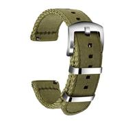 ULLCHRO Nylon Watch Strap Replacement Canvas Watch Band Military Army Men Women - 18mm, 20mm, 22mm, 24mm Watch Bracelet with Stainless Steel Silver Buckle (18mm, Army Green)