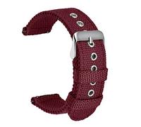 ULLCHRO Nylon Watch Strap Replacement Watch Band Military Army Men Women - 18mm, 20mm, 22mm, 24mm Watch Bracelet with Stainless Steel Silver Buckle (20mm, Wine Red)