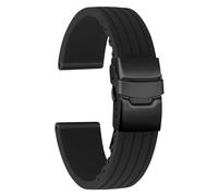 ULLCHRO - Silicone Watch Band Replacement Rubber Waterproof Stripe Pattern - 14mm 16mm 18mm 20mm 22mm 24mm with Stainless Steel Deployment Buckle, 20mm, Quartz
