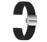 ULLCHRO Silicone Watch Strap Replacement Rubber Watch Band Waterproof - 14mm, 16mm, 18mm, 20mm, 22mm, 24mm Watch Bracelet with Stainless Steel Deployment Buckle (24mm, Black)