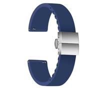 Ullchro Silicone Watch Strap Replacement Rubber Watch Band Waterproof - 14mm, 16mm, 18mm, 20mm, 22mm Watch Bracelet with Stainless Steel Deployment Buckle (22mm, Navy Blue)