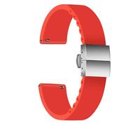 Ullchro Silicone Watch Strap Replacement Rubber Watch Band Waterproof - 14mm, 16mm, 18mm, 20mm, 22mm Watch Bracelet with Stainless Steel Deployment Buckle (14mm, Red)