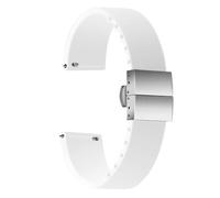 Ullchro Silicone Watch Strap Replacement Rubber Watch Band Waterproof - 14mm, 16mm, 18mm, 20mm, 22mm Watch Bracelet with Stainless Steel Deployment Buckle (18mm, White)