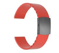 ULLCHRO Silicone Watch Strap Replacement Rubber Watch Band Waterproof - 16mm, 18mm, 20mm, 22mm, 24mm Watch Bracelet with Stainless Steel Deployment Buckle (24mm, Red)