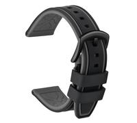 ULLCHRO Silicone Watch Strap Replacement Rubber Watch Band Waterproof Bicolor Men Women - 20, 22, 24, 26mm Watch Bracelet with Brushed Stainless Steel Buckle Black (22mm, black & grey)