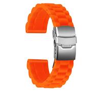 Ullchro Silicone Watch Strap Replacement Rubber Watch Band Waterproof Link Pattern - 16mm, 18mm, 20mm, 22mm, 24mm Watch Bracelet with Stainless Steel Deployment Buckle (18mm, Orange)