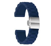 ULLCHRO Silicone Watch Strap Replacement Rubber Watch Band Waterproof Link Pattern - 16mm, 18mm, 20mm, 22mm, 24mm Watch Bracelet with Stainless Steel Deployment Buckle (18mm, Blue)