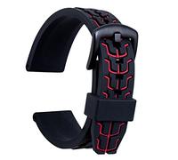 Ullchro Silicone Watch Strap Replacement Rubber Watch Band Waterproof Textured Men Women - 20mm, 22mm, 24mm Watch Bracelet with Brushed Stainless Steel Buckle Black (20mm, red)