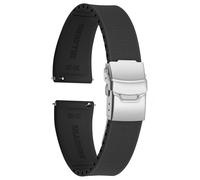ULLCHRO Watch Strap 20mm 22mm FKM Rubber Silicone Soft Smart Watch Strap Replacement for Men with Quick Release Straps for Watches, Black01, 18mm