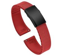 ULLCHRO Watch Strap 20mm 22mm Fluorine Rubber Strap Watch 22mm Man Fkm Silicone Quick Release Fluorinated Replacement Rubber Straps for Watches, Dark Red (Black Buckle), 18mm, strip