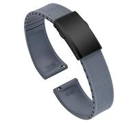 ULLCHRO Watch Strap 20mm 22mm Fluorine Rubber Strap Watch 22mm Man Fkm Silicone Quick Release Fluorinated Replacement Rubber Straps for Watches, Grey (Black Buckle), 21mm