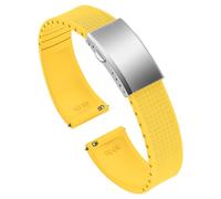 ULLCHRO Watch Strap Fluorinated Rubber Quick Release 18mm 19mm 20mm 21mm 22mm with Deployment Clasp Replacement Strap Soft and Durable Silicone Watch Strap, lemon tree, 20mm