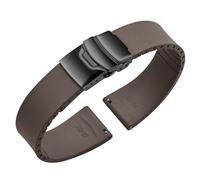 ULLCHRO Watch Strap Fluorine Rubber Quick Release FKM Fluorinated Rubber 18mm 19mm 20mm 21mm 22mm Cut to Size Strap Watch Diver Sports Wristbands Replacement Strap for Men Women, dark brown, 18mm