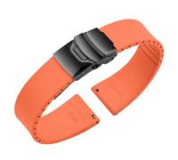 ULLCHRO Watch Strap Fluorine Rubber Quick Release FKM Fluorinated Rubber 18mm 19mm 20mm 21mm 22mm Cut to Size Strap Watch Diver Sports Wristbands Replacement Strap for Men Women, orange, 21mm, strip