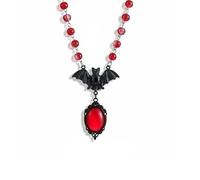 ULLKEL Gothic Bat Crystal Pendant Necklace Women Vintage Dark Style Necklace Vampire Bloody Bead Necklaces Punk Witch Jewelry Accessories Mystic Goth Necklaces for Women Halloween Costume Jewelry