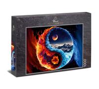 Ulmer Puzzleschmiede - 1000 piece jigsaw puzzle ‘Fire and Ice’ - Intense Yin Yang symbol with the forces of nature in striking colours - jigsaw puzzle quality made in Germany
