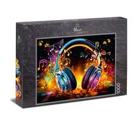 Ulmer Puzzleschmiede - 1000 piece jigsaw puzzle ‘Magic Music’ - Creative effect puzzle with music symbols and bright colours - jigsaw quality made in Germany