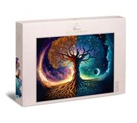 Ulmer Puzzleschmiede - 1000 piece jigsaw puzzle ‘World Tree’ - magical and gloomy Yggdrasil motif - Nordic mythology - premium puzzle for adults - quality made in Germany