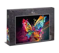 Ulmer Puzzleschmiede ‘Butterfly Effect’ - 1000 piece puzzle butterfly - Colourful butterfly wings as an explosion of colour against an anthracite background - Puzzle quality made in Germany