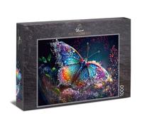 Ulmer Puzzleschmiede - Butterfly puzzle ‘Morgentau’ - 1000 piece puzzle with filigree iridescent contours - imaginative butterfly - quality made in Germany
