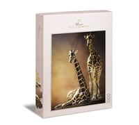 Ulmer Puzzleschmiede - Giraffe Love Puzzle - Original Animal Portrait as 1000 Pieces Wildlife Puzzle - The Giraffe Couple Poses for the Together Photo in the Style of a Couple Photography