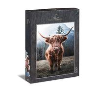 Ulmer Puzzleschmiede - Highland Animal Puzzle - 500 Piece - Powerful Highland Cattle on Frosty Alpine Backdrop