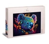 Ulmer Puzzleschmiede - Koala Jigsaw Puzzle "Jewellery" - Artfully staged 1000 piece puzzle with colourful decorated koala - from the Colours & Fantasy puzzle collection, quality made in Germany