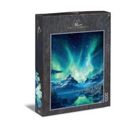 Ulmer Puzzleschmiede - Northern Lights jigsaw puzzle ‘Nordic Night’ - 1000 piece jigsaw puzzle in portrait format with impressive northern lights over a fantastic Nordic landscape