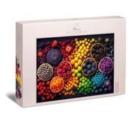 Ulmer Puzzleschmiede - Puzzle 1000 pieces ‘Rainbow Fruits’ - Colourful fruit and berry puzzle motif - a light and easy 1000 piece puzzle on the theme of cuisine