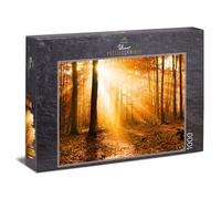 Ulmer Puzzleschmiede - Puzzle "Golden autumn forest": 1000 pieces jigsaw puzzle - picturesque autumn with sunlight between the trees in colorful autumn forest