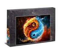 Ulmer Puzzleschmiede - Puzzle "Harmony of Fire and Ice" - Powerful Yin Yang Symbol as 1000 Pieces Puzzle - The Energy of the Elements - Intense Adult Puzzle, Quality Made in Germany
