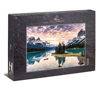 Ulmer Puzzleschmiede - Puzzle "loneliness" - classic landscape puzzle with 1000 pieces - lonely nature motif from the Jasper National Park in Canada with a lonely boat on Maligne Lake