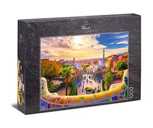 Ulmer Puzzleschmiede - Puzzle "Park Güell Barcelona" - Classic 1000 Piece Jigsaw Puzzle - Antoni Gaudi in Barcelona, Spain - Premium Puzzle Quality Made in Germany
