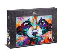 Ulmer Puzzleschmiede - Puzzle "Raccoon" - 1000 pieces jigsaw puzzle - Art motive colourful raccoon as abstract painting