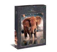 Ulmer Puzzleschmiede - Puzzle "Red Giant" - Impressive Elephant Puzzle with 1000 Pieces - The Mighty Elephant from Tsavo/Africa Grains in the Savannah - Made in Germany
