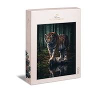 Ulmer Puzzleschmiede - Puzzle "Ruler of the Dark Forest" - The Majestic Siberian Tiger Stalks into the Night - Tiger Puzzle with 1000 Pieces for Adults - Puzzle Made in Germany