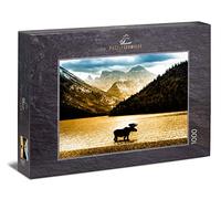Ulmer Puzzleschmiede - Puzzle "Solitary Moose": 1000 pieces jigsaw puzzle - Lone moose bathing in a lake in Canada in the midnight sun