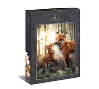 Ulmer Puzzleschmiede - Puzzle 'Spring Feelings' - 1000 Piece Modern Animal Jigsaw Puzzle - Fox Family in Forest - Made in Germany