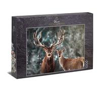 Ulmer Puzzleschmiede - Puzzle "Stags": 1000 pieces jigsaw puzzle - a pair of stags in the winter landscape