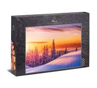 Ulmer Puzzleschmiede - Puzzle "The Far Awakens" - Classic 1000 piece jigsaw Puzzle - Lonely Winter Landscape in the Morning Sun - A Game with Light and Shadow in Winter and Nature