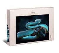 Ulmer Puzzleschmiede - Snake Dream Puzzle - Classic 1000 Piece Puzzle - Mystical Animal Photo with Exciting Snake Motif - The Blue Viper is a Puzzle for Advanced Puzzlers
