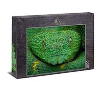 Ulmer Puzzleschmiede - Snake Puzzle "Poison Green" - Classic Puzzle Made in Germany with 1000 Pieces - The Green Snake in Menacing Close Up - Difficult Animal Puzzle for Adults