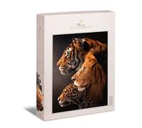 Ulmer Puzzleschmiede - The Big Three: Imposing Predatory Cat Motif with Tiger, Lion and Leopard - 1000 Piece Premium Puzzle Made in Germany